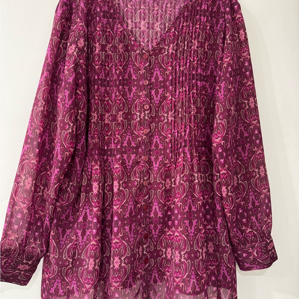 Coldwater Creek Purple Patterned Blouse